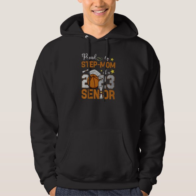 Womens Proud Step-mom Of A 2023 Senior Basketball  Hoodie (Framsida)