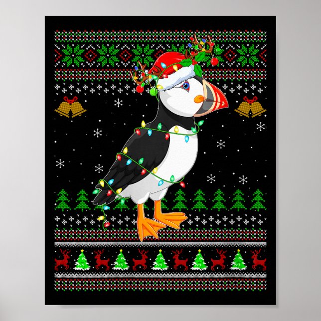Womens Puffin Bird Ugly Christmas Sweaters Holiday Poster (Framsidan)