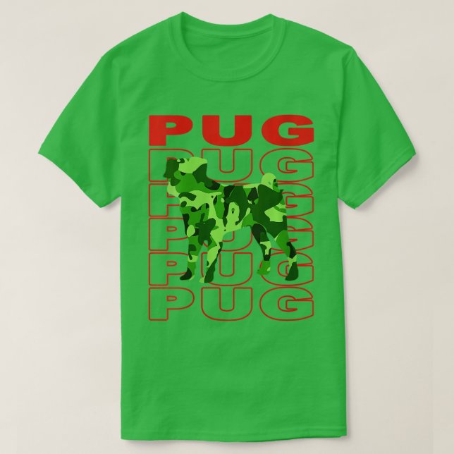 Womens Pug Camouflage Stil Streetsvär Funny Gift T Shirt (Design framsida)
