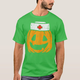 Womens Pumpkin Nurse Funny Scary Halloween Costume T Shirt