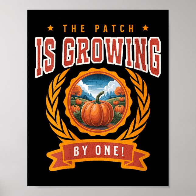 Womens Pumpkin Pregnancy Annnouncement Baby Reveal Poster (Framsidan)