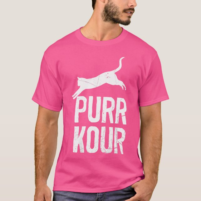 Womens Purrkour Funny Jumping Cats Parkour Gear T Shirt (Framsida)