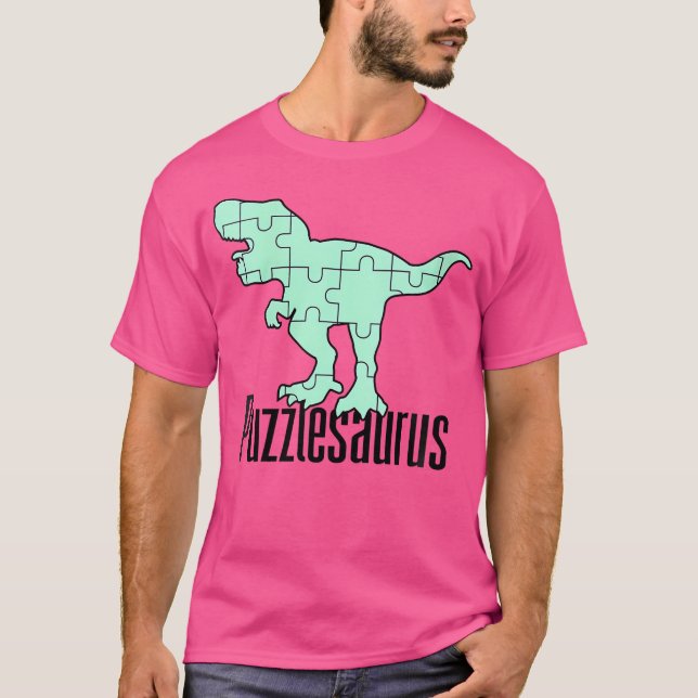 Womens Puzzlesaurus Dinosaur Puzzle Piece Game Jig T Shirt (Framsida)