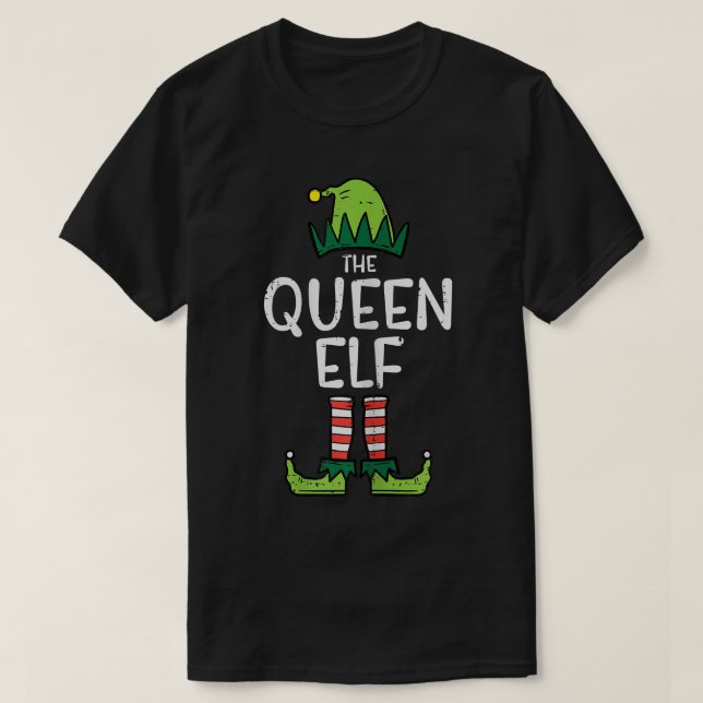 Womens Queen Elf Xmas PJs Matching Christmas Pajam T Shirt (Design framsida)
