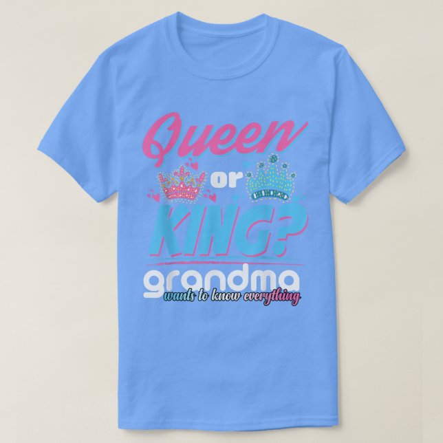 Womens Queen Kung Grandma Gender Reveal Rosa eller T Shirt (Design framsida)