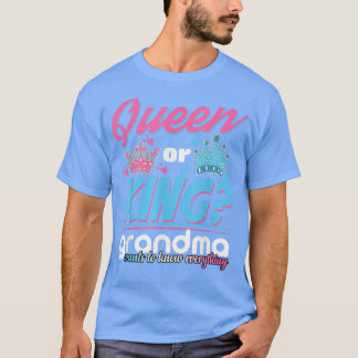 Womens Queen Kung Grandma Gender Reveal Rosa eller T Shirt