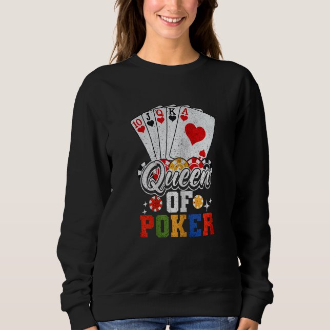 Womens Queen Of Poker Poker Player T Shirt (Framsida)