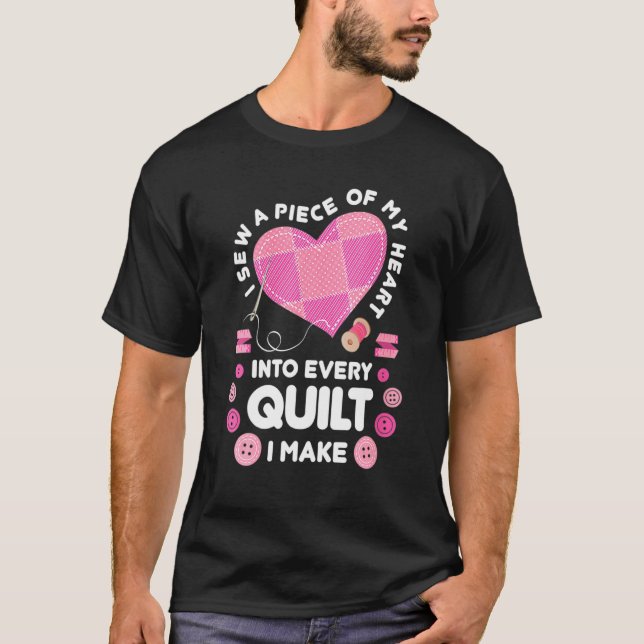 Womens Quilting Heart Sewing Machine  Sew Sewer Qu T Shirt (Framsida)