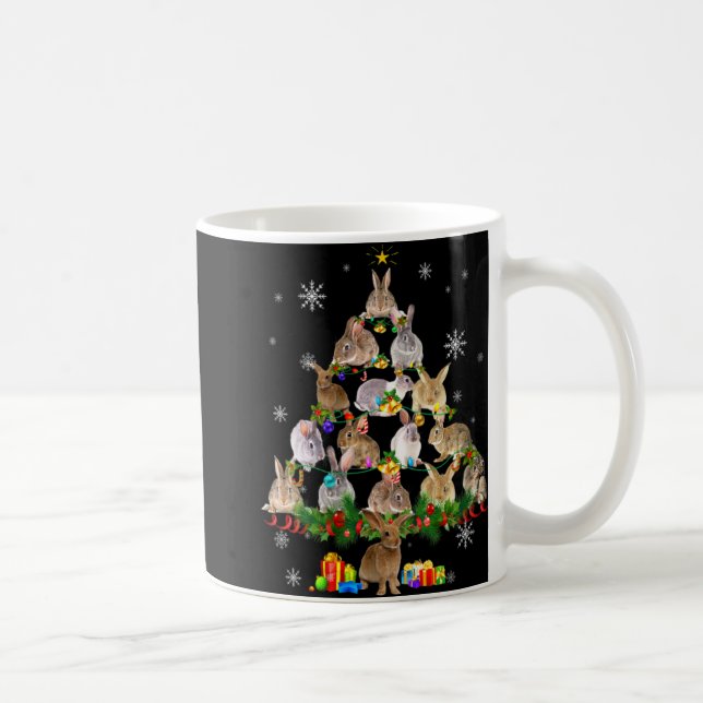 Womens Rabbit Christmas Tree Snow Funny Rabbit Xma Kaffemugg (Höger)