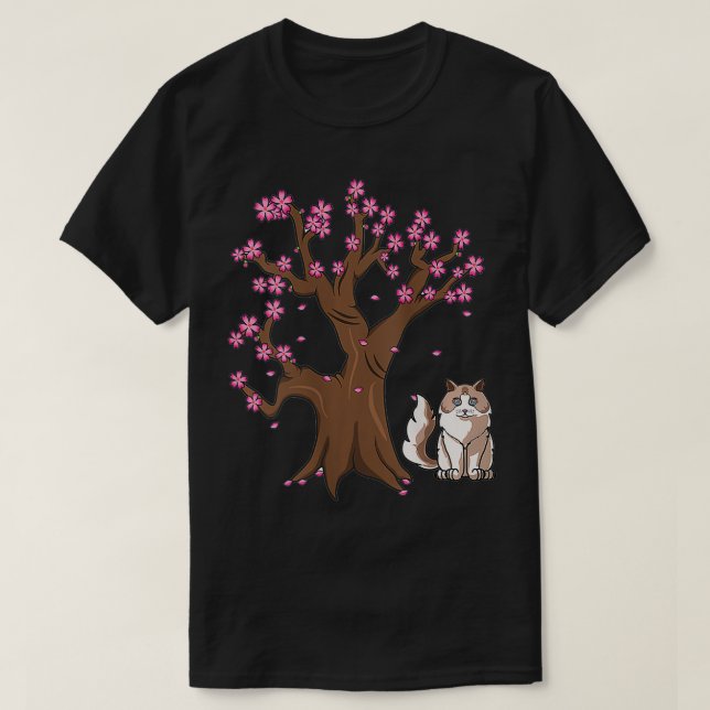 Womens Ragdoll Cat Mamma japansk Cherry Blommar T Shirt (Design framsida)