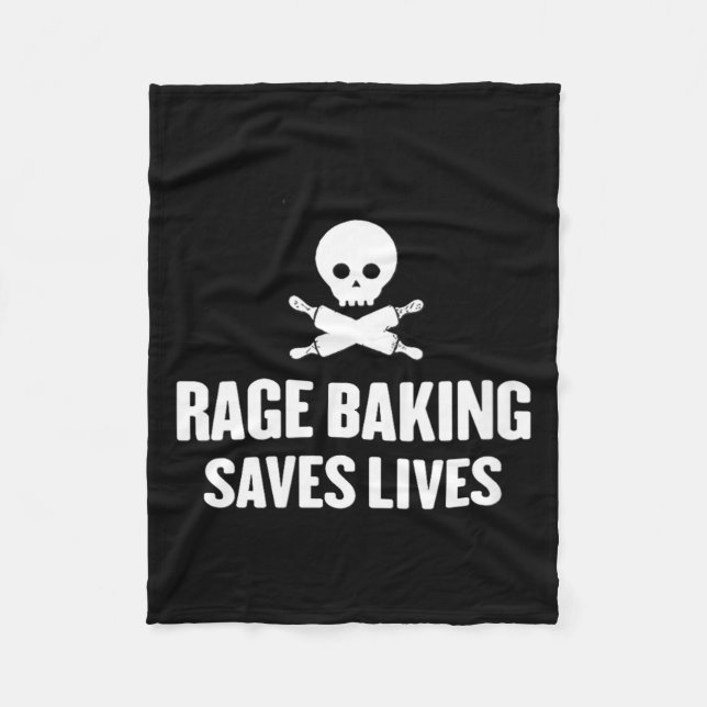 Womens Rage Baking Saves Live Skull Funny Baker Co Fleecefilt (Framsidan)