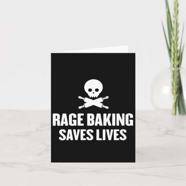 Womens Rage Baking Saves Live Skull Funny Baker Co Kort (Framsida)