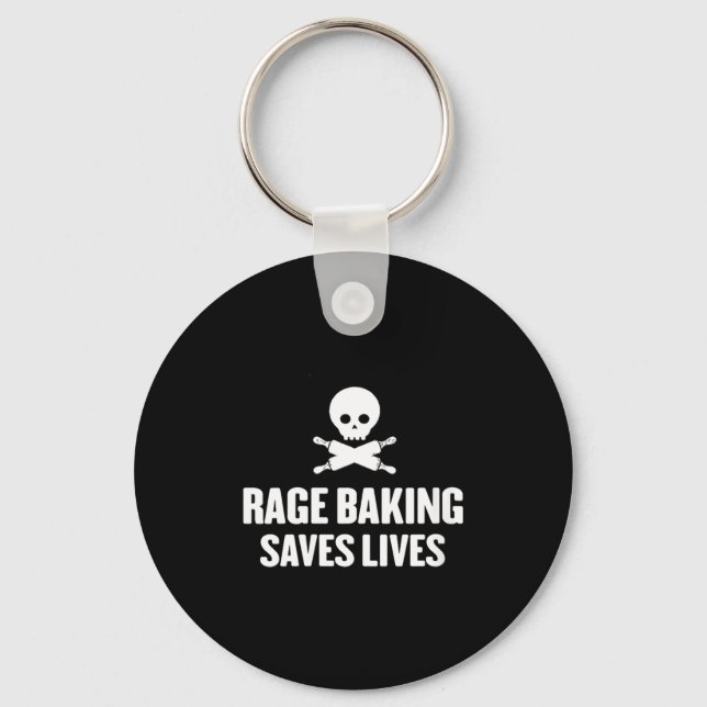 Womens Rage Baking Saves Live Skull Funny Baker Co Nyckelring (Framsida)
