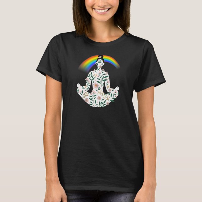 Womens Rainbow Grått Yoga 8 T Shirt (Framsida)