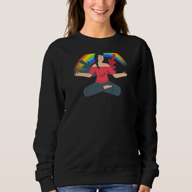 Womens Rainbow Lila Yoga T Shirt (Framsida)