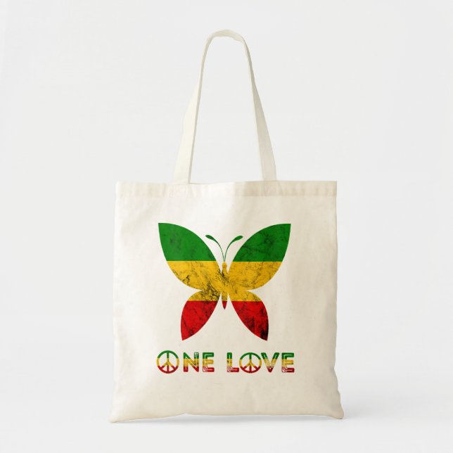 Womens Rasta Reggae Butterfly Hippie Insektrare Kr Tygkasse (Framsidan)