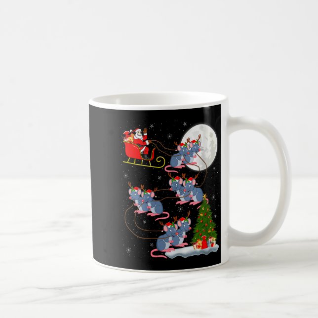 Womens Rat Rodents Santa Sleigh Flying Funny Magic Kaffemugg (Höger)