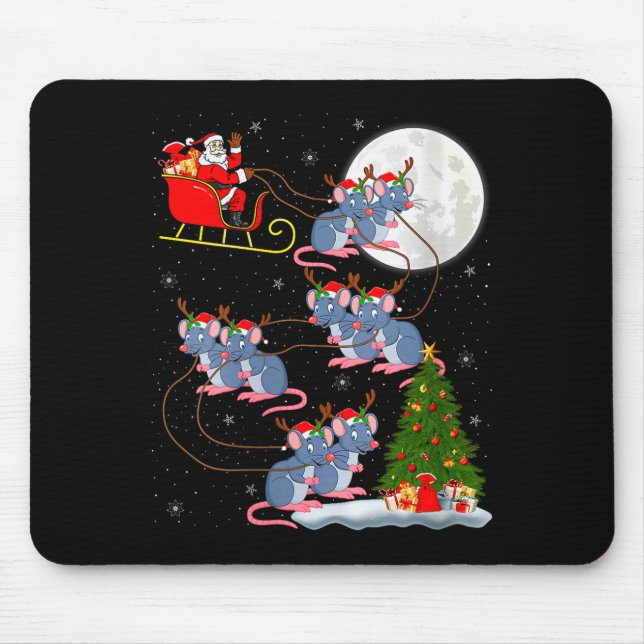 Womens Rat Rodents Santa Sleigh Flying Funny Magic Musmatta (Framsidan)