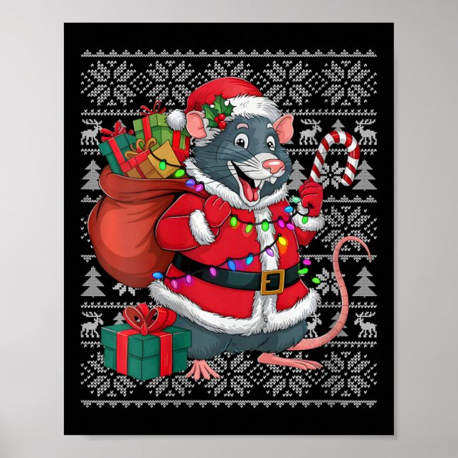 Womens Råtta Julafton Sweater Stil Ugly Santa Rått Poster (Framsidan)