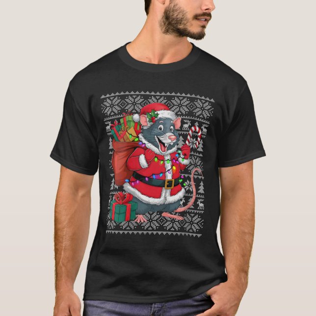 Womens Råtta Julafton Sweater Stil Ugly Santa Rått T Shirt (Framsida)