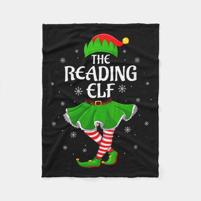 Womens Reading Elf Christmas Family Girls Women El Fleecefilt (Framsidan)