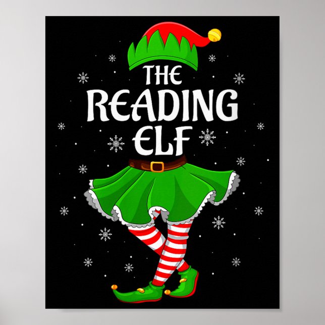 Womens Reading Elf Christmas Family Girls Women El Poster (Framsidan)