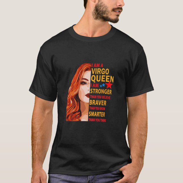 Womens Red Hair Våg Queen jag är starkare på födel T Shirt (Framsida)