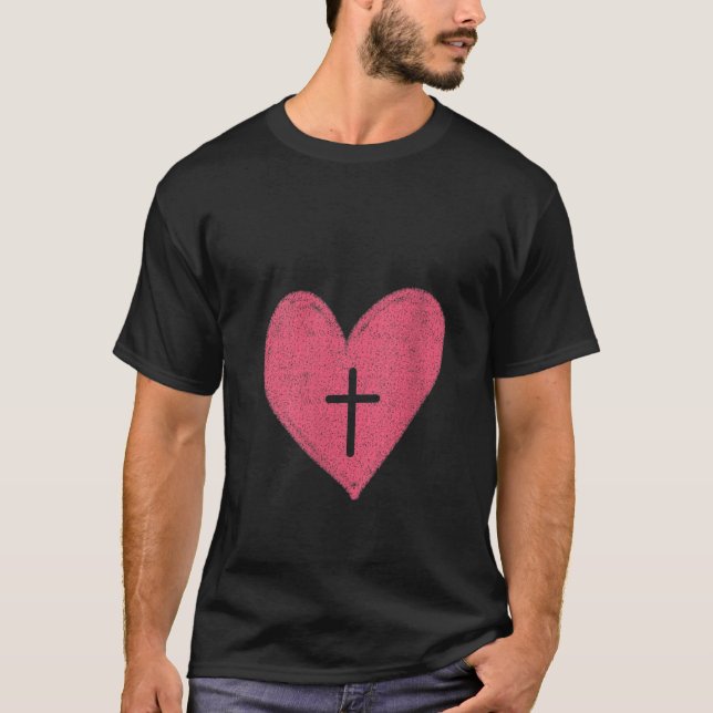 Womens Red Heart Kor Kärlek Gift Catholic Jesus Ch T Shirt (Framsida)
