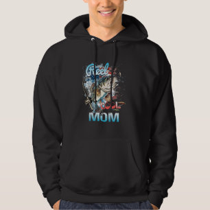 Womens Reel Coola Mamma American Flagga Funny Farb Hoodie