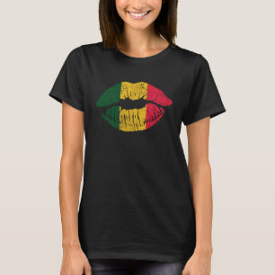 Womens Reggae Kissing Läppar Flagga Rastafari Rast T Shirt
