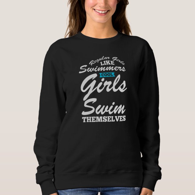 Womens regular girls like swimming cool girl swim  t shirt (Framsida)