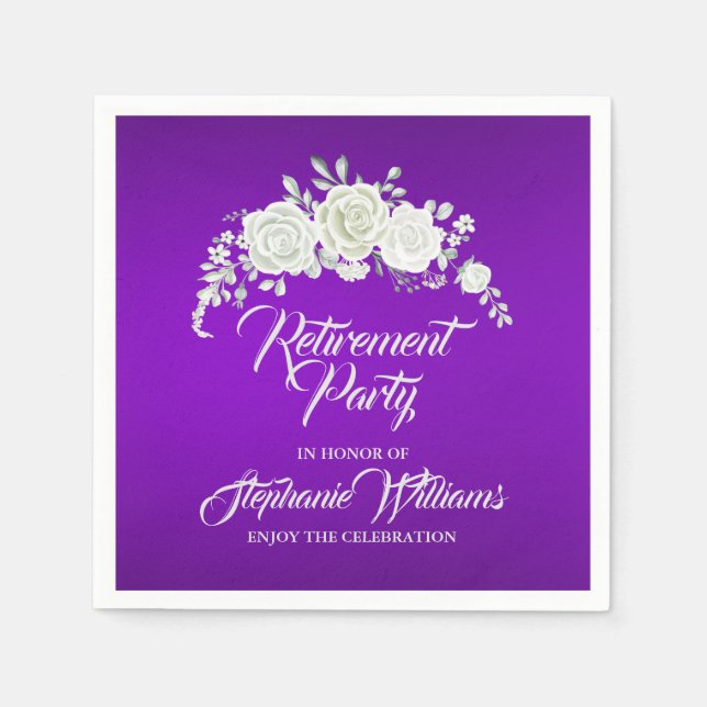 Women's Retirement Party Vintage White Rose  Pappersservett (Framsidan)