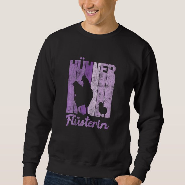 Womens Retro Chickens Whisper Farmer Chicken Lång Ärmad Tröja (Framsida)