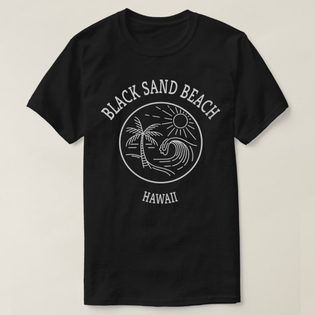 Womens Retro Coola Black Sand Beach Hawaii Scenia  T Shirt (Design framsida)