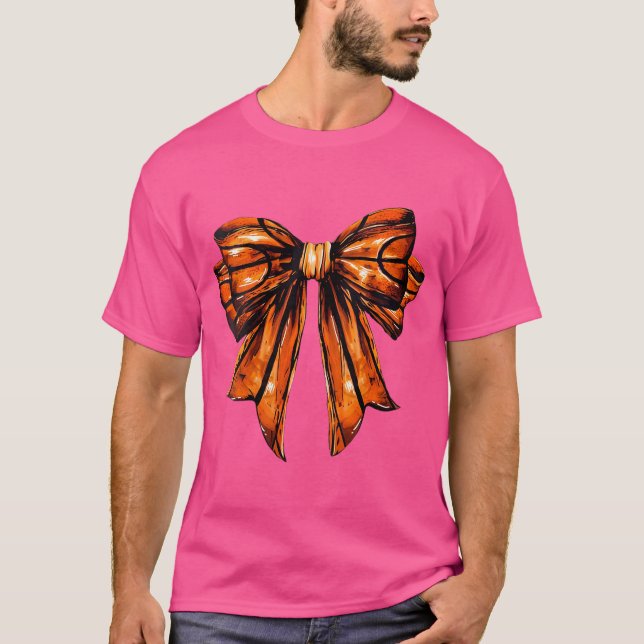 Womens Retro Coquette Basketball Bow Fall Coquette T Shirt (Framsida)