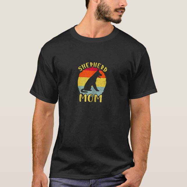 Womens Retro German Shepherd Mamma Hund Mor T Shirt (Framsida)