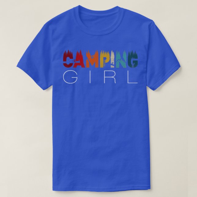 Womens Retro Hand plockade Camping Girl Roligt G T Shirt (Design framsida)