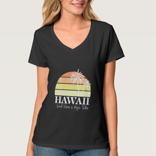 Womens Retro Hawaii Hawaii (Tropical Summer Beach) T Shirt (Framsida)