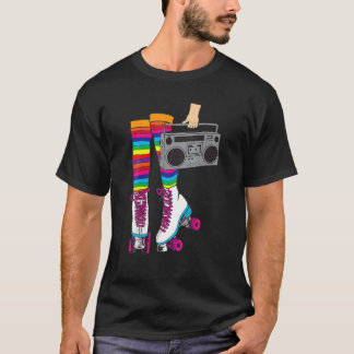 Womens Retro Rollerskates 80's Roller Disco Skatin T Shirt