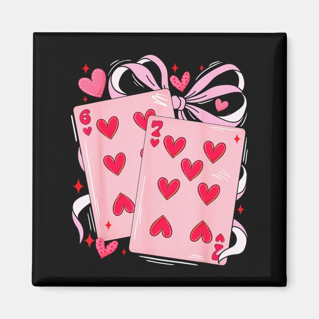 Womens Retro Six Seven 67 Meme Valentines Day Play Magnet (Framsidan)