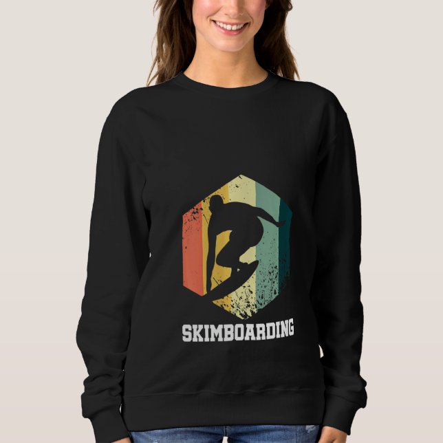 Womens Retro Skimboarding Skimboarder Waveskim Ski T Shirt (Framsida)