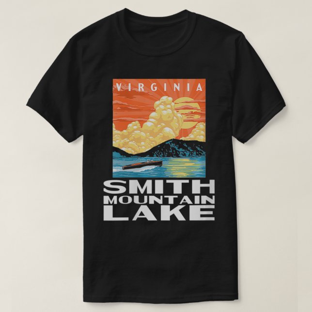 Womens Retro Smith Mountain Sjö Virginia WPA Sty T Shirt (Design framsida)