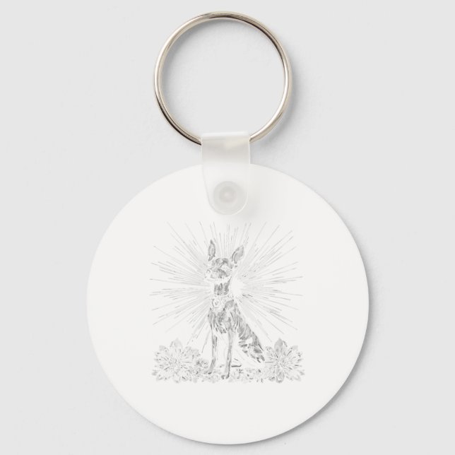 Womens Retro Tattoo Stil Xoloitzcuintli Hund älska Nyckelring (Framsida)