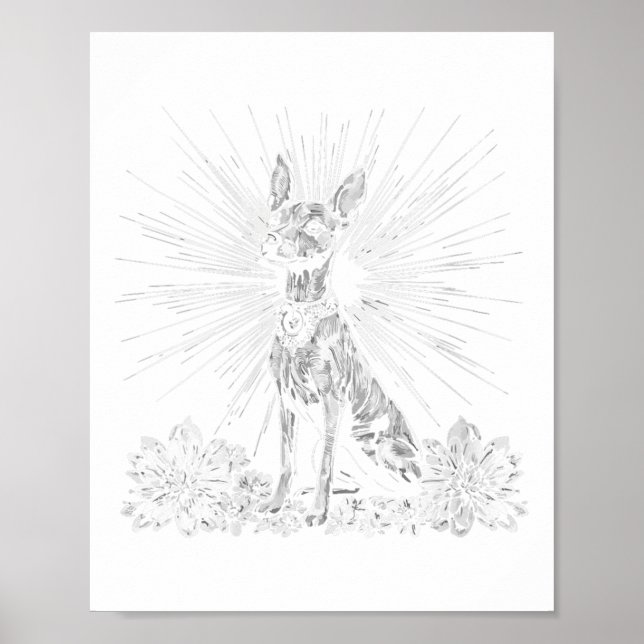 Womens Retro Tattoo Stil Xoloitzcuintli Hund älska Poster (Framsidan)