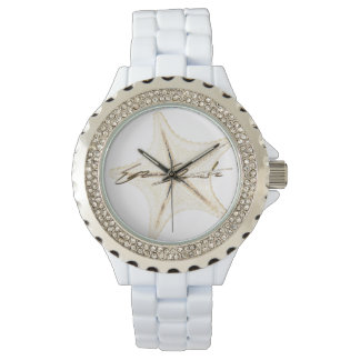  Women's Rhinestone White Enamel Watch Armbandsur