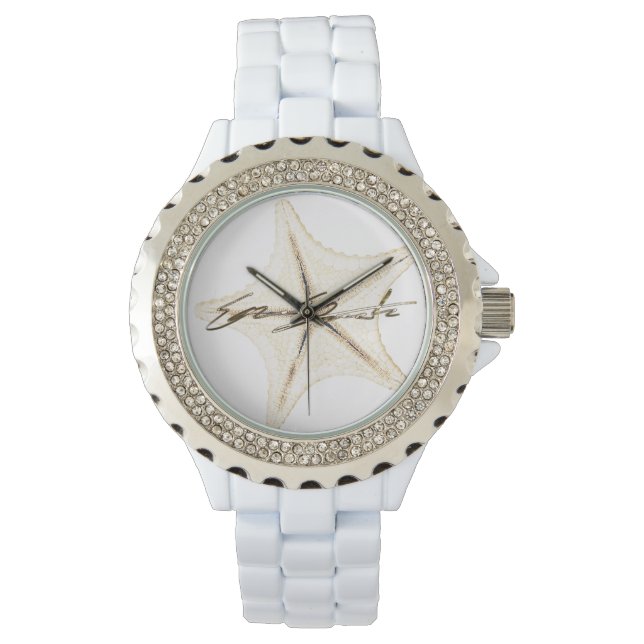  Women's Rhinestone White Enamel Watch Armbandsur (Framsida)