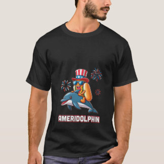Womens Riding Dolphin Fireworks AMERIDOLPHIN Indep T Shirt