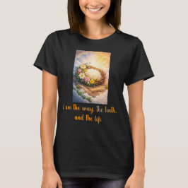 Women's Risen Jesus Empty Tomb 3D Papercut Easter  T Shirt