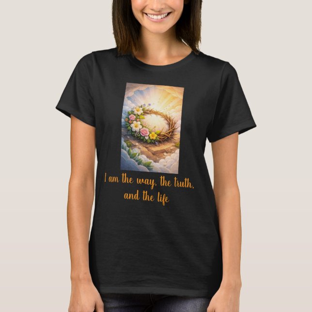 Women's Risen Jesus Empty Tomb 3D Papercut Easter  T Shirt (Framsida)