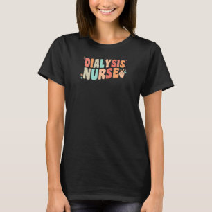 Womens RN Dialysis Nurse Retro Groovy Nephrology N T Shirt